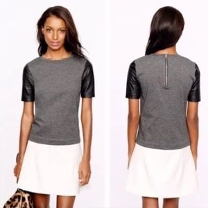 T Shirt JCrew gray cotton with leather NWT